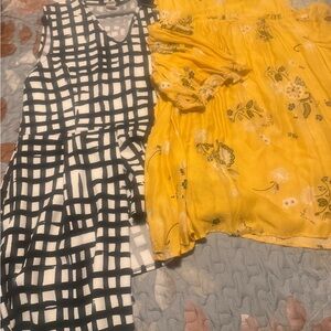 Bundle: Black & White  hi-low top and Yellow Floral Top Duo